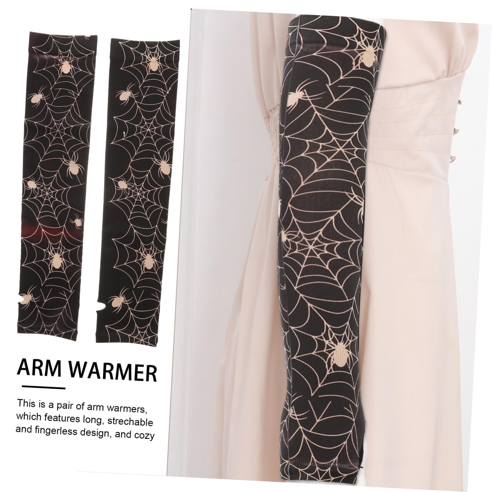 WOFASHPURET Web Knit Fingerless Work Gloves Warm Arm Sleeves for Men Women Long Stretchable