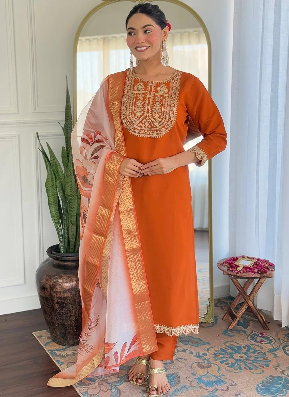 Rutsh Fashion Women's Embroidered Straight Kurti Set with Dupatta |Ruhi 47-picture-14