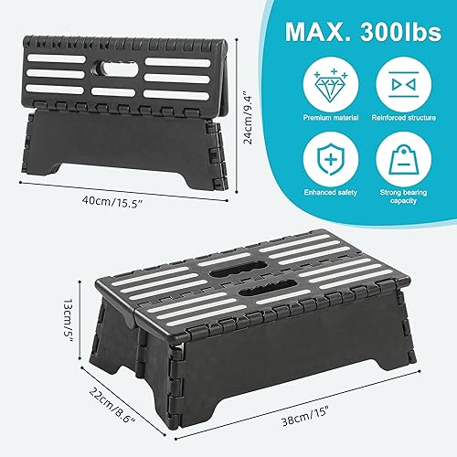 Miniatura 4 de Escalón plegable portátil ligero de 5 pulgadas, ideal para cocina, baño, dormitorio, niños o adultos, se abre fácilmente con una sola vuelta