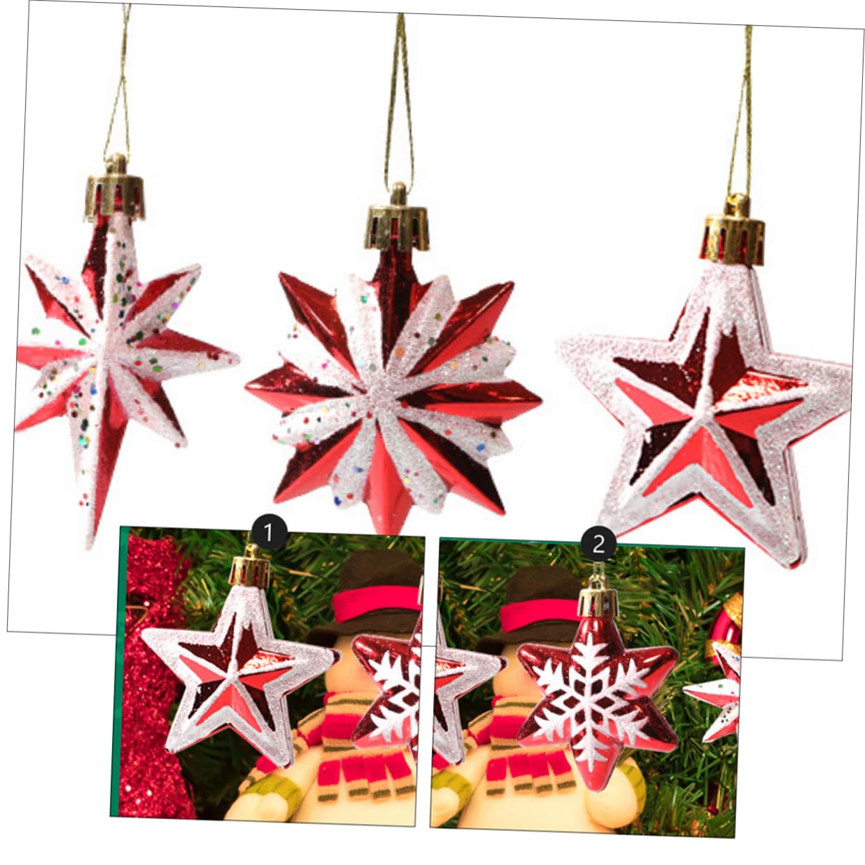 46stücke Teiliges Deko Fünfzackige Hängende Ornamente Für Weihnachten Vielseitig Für Baum Und Fenster Geeignet