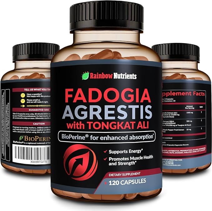 115, 000mg Fadogia Agrestis with Tongkat Ali + BioPerine® [Max Absorption] - Supports Stamina, Strength, Focus, Muscle Health & Recovery, Drive & Performance - Non-GMO & Made in USA - 120 V Capsules