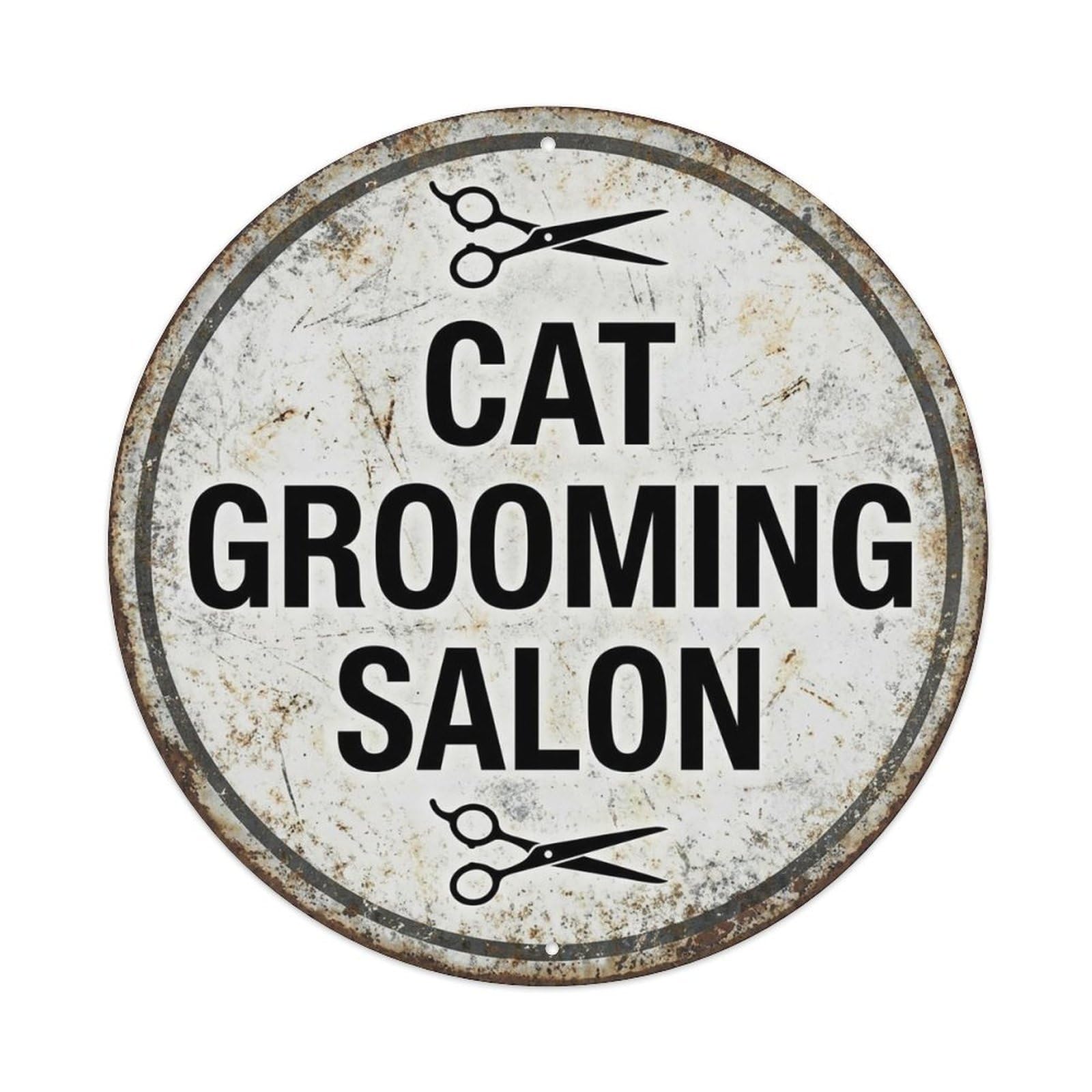 Vintage Cat Grooming Salon Decor Metal Tin Sign