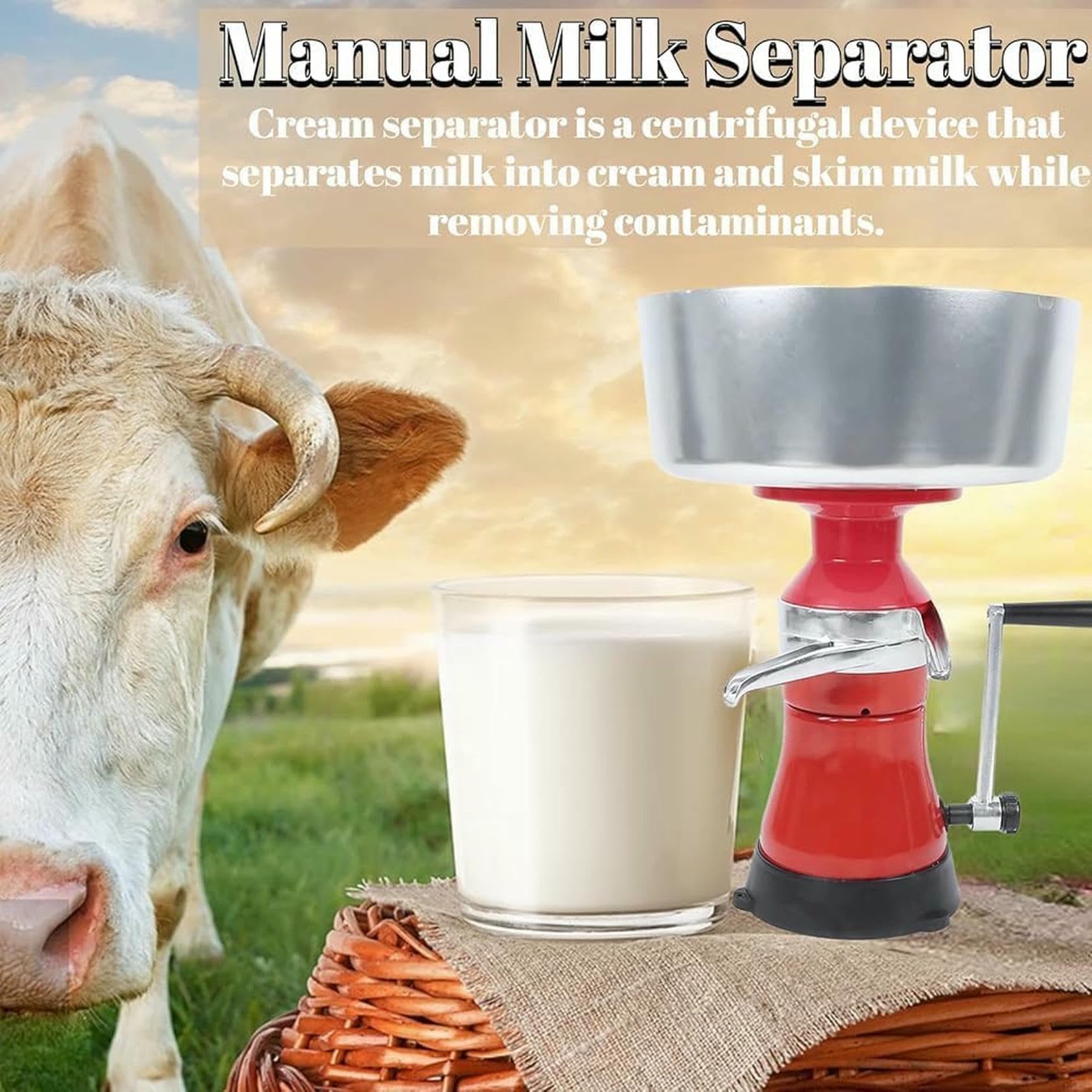 Separatore di crema di latte, attrezzatura lattiero-casearia manuale per la lavorazione del latte di capra e di mucca, macchina centrifuga efficiente dello sgrassatore della crema