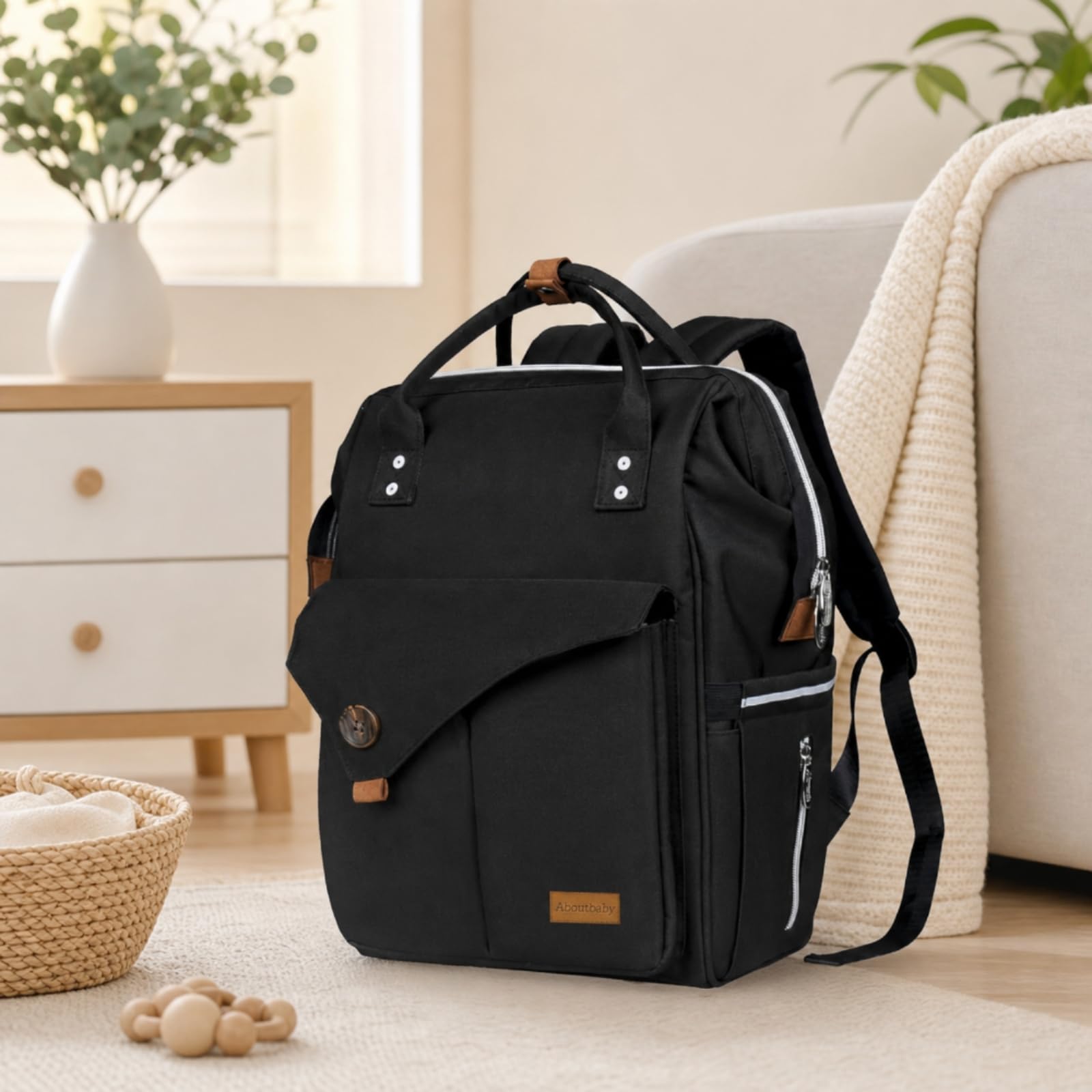 Zaino Fasciatoio Borsa Pannolini Zaino Neonato Zaino Maternità Borsa Cambio Impermeabile con Scomparti Dedicati Anteriore E Tasca Laterale Adatto a Nido Auto Passeggiate, Array, Grigio