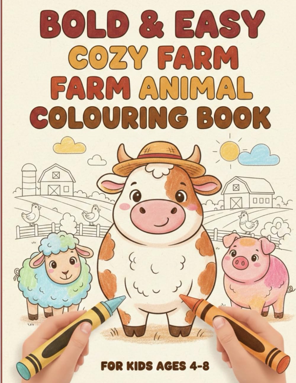 Bold and Easy Cozy Farm Animal Colouring book for kids