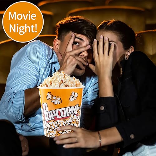 Miniatura 5 de Contenedores de plástico para palomitas de maíz, estilo retro, reutilizables, para noche de películas, 7.1 x 7.1 x 5.1 pulgadas, paquete de 2