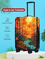 Vista 2 de URBEST Funda protectora para maleta, antiarañazos y suciedad, Otoño de vidrieras