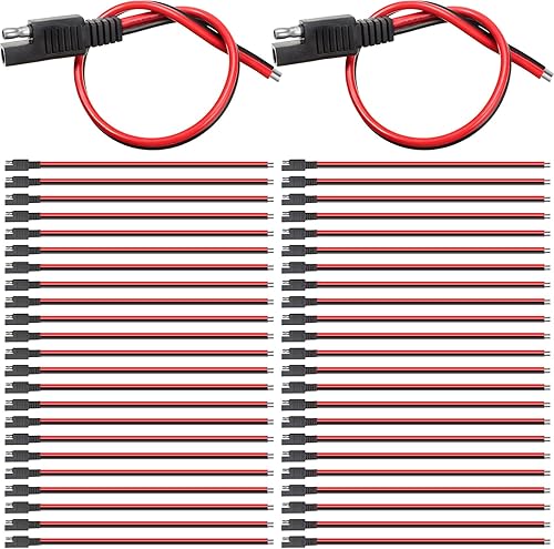 Frienda Cable de conectores de 14 AWG compatible con SAE de 11.8 pulgadas, 2 pines, enchufe único, desconexión, cable de extensión automotriz para