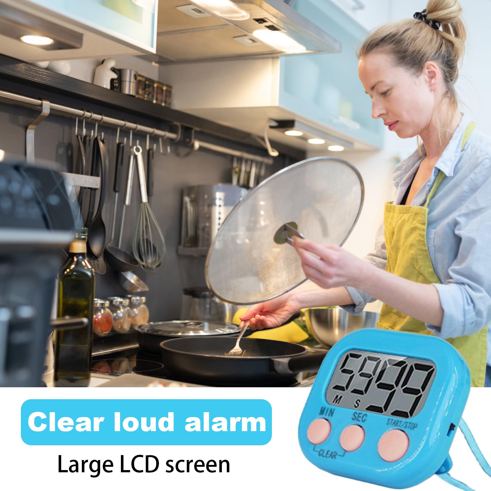 32 piccoli timer digitali da cucina con cifre grandi, timer magnetico, conto alla rovescia, cronometro, allarme forte, batteria non inclusa, per giochi sportivi, ufficio, cottura (8 colori)