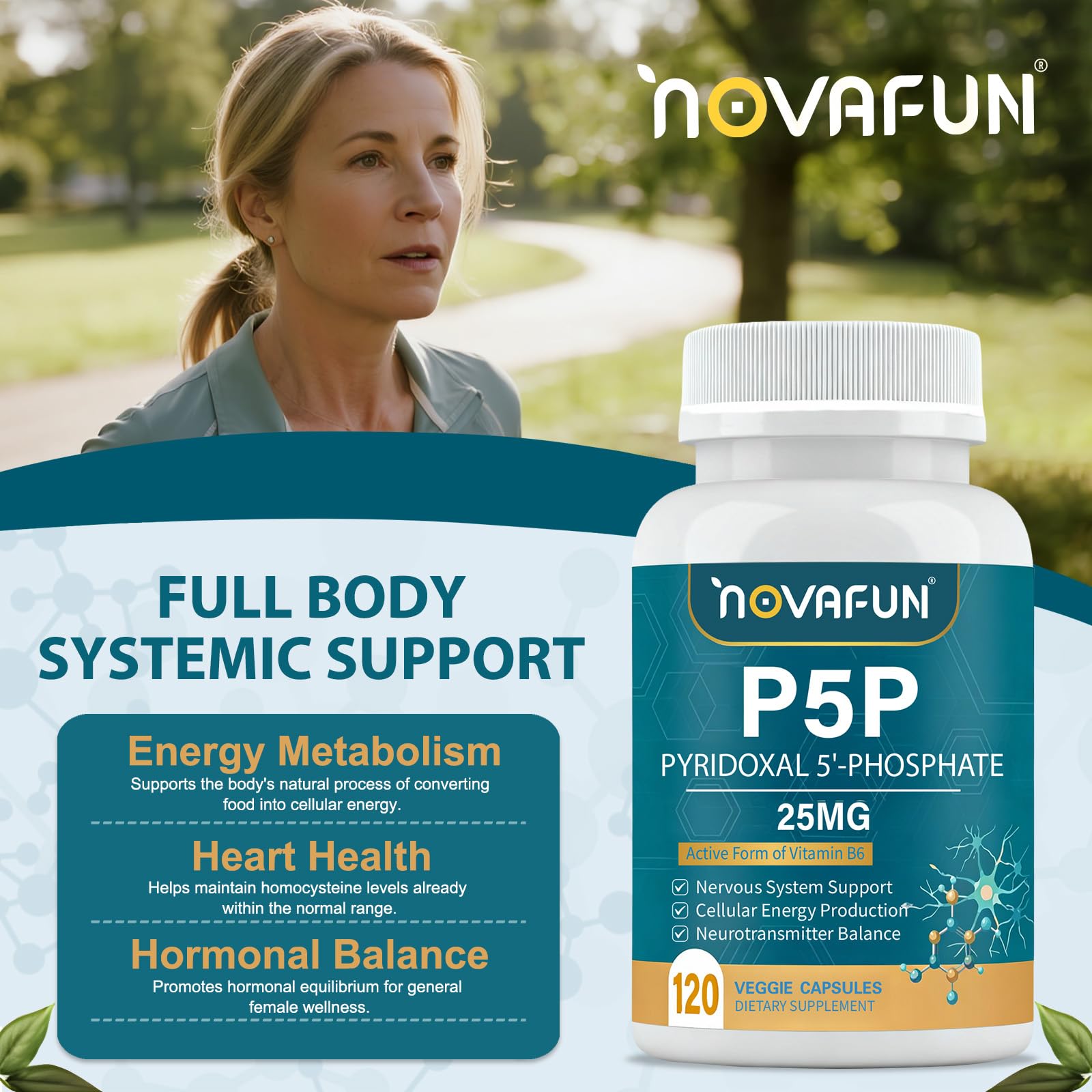 P5P Vitamin B6 25mg Supplement, Pyridoxal-5-Phosphate, 120 Capsules — Amazon image 6
