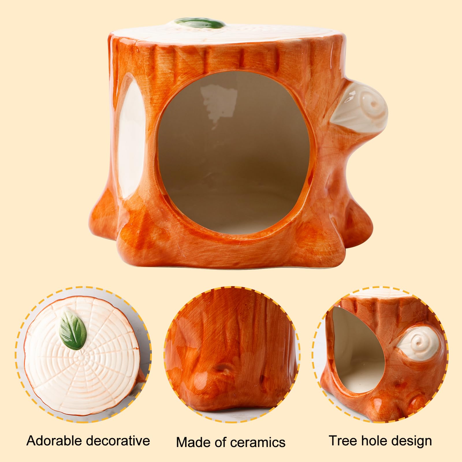 Nascondiglio per criceti in ceramica, grande, in ceramica, per criceti, per piccoli animali, in ceramica, facile da pulire