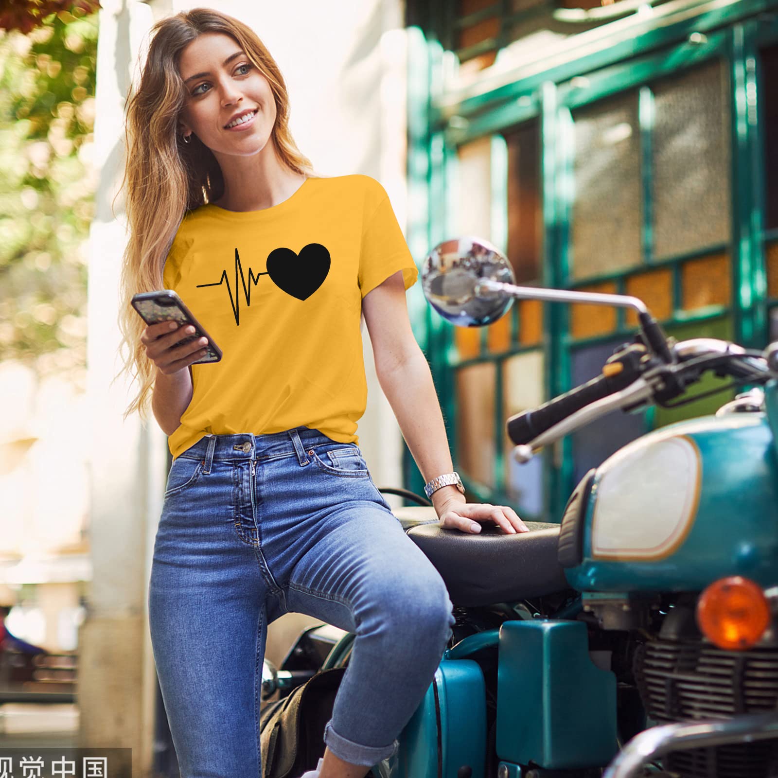 heekpek Maglietta Manica Corta Donna Amore T-Shirt Cotone Maglietta Elegante Donna Casual T-Shirt Estiva con Girocollo Modello Vintage ModaT-Shirt Manica Corta Camicia