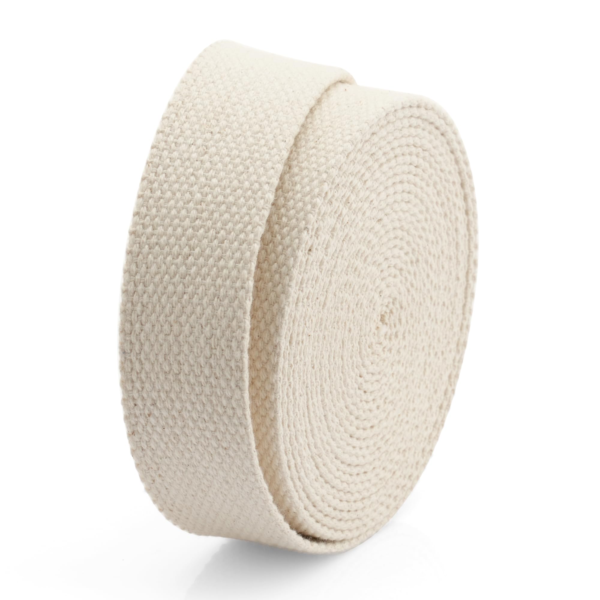 CRAFTMEMORE Natural Cotton Webbing Ribbon for Arts & Crafts, Fabric Purse Strap, Belting, Tote Bags (1 Inch, 5 Yards)