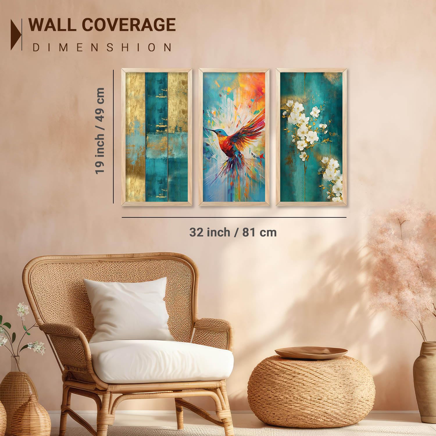 Kotart Abstract Wall Art Set - 3 Floral Prints -3 Kotart Abstract Wall Art Set - 3 Floral Prints -3