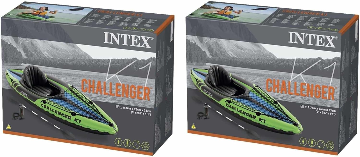 Intex Challenger K1 Kayak, 1 Person Inflatable Kayak Set with NzktlU