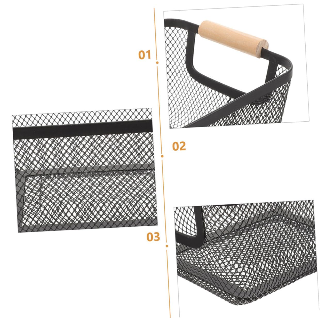 ARTIBETTER 2 Stück Metallkorb mit Nordischen Holzgriffen Stabiler Drahtkorb für Küchen Bad Kleiderschrank organisation Vielseitiger Aufbewahrungskorb für Obst Gemüse Pantry und