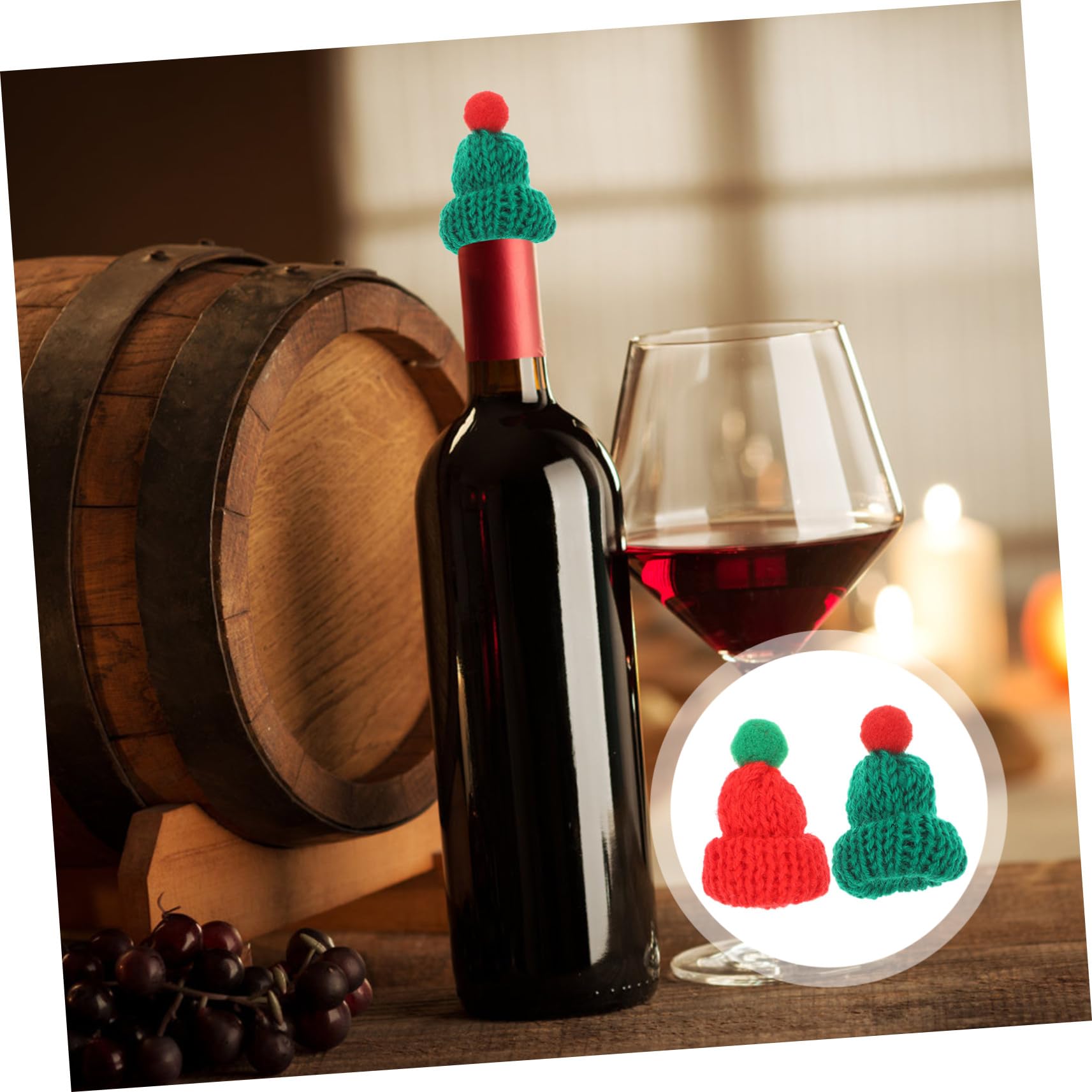 20 Pièces Lot de Bonnets de Noël Tricotés pour Décoration Festive Accessoires DIY pour Bouteilles de Sapins et Créations Artisanales Rouge et Vert