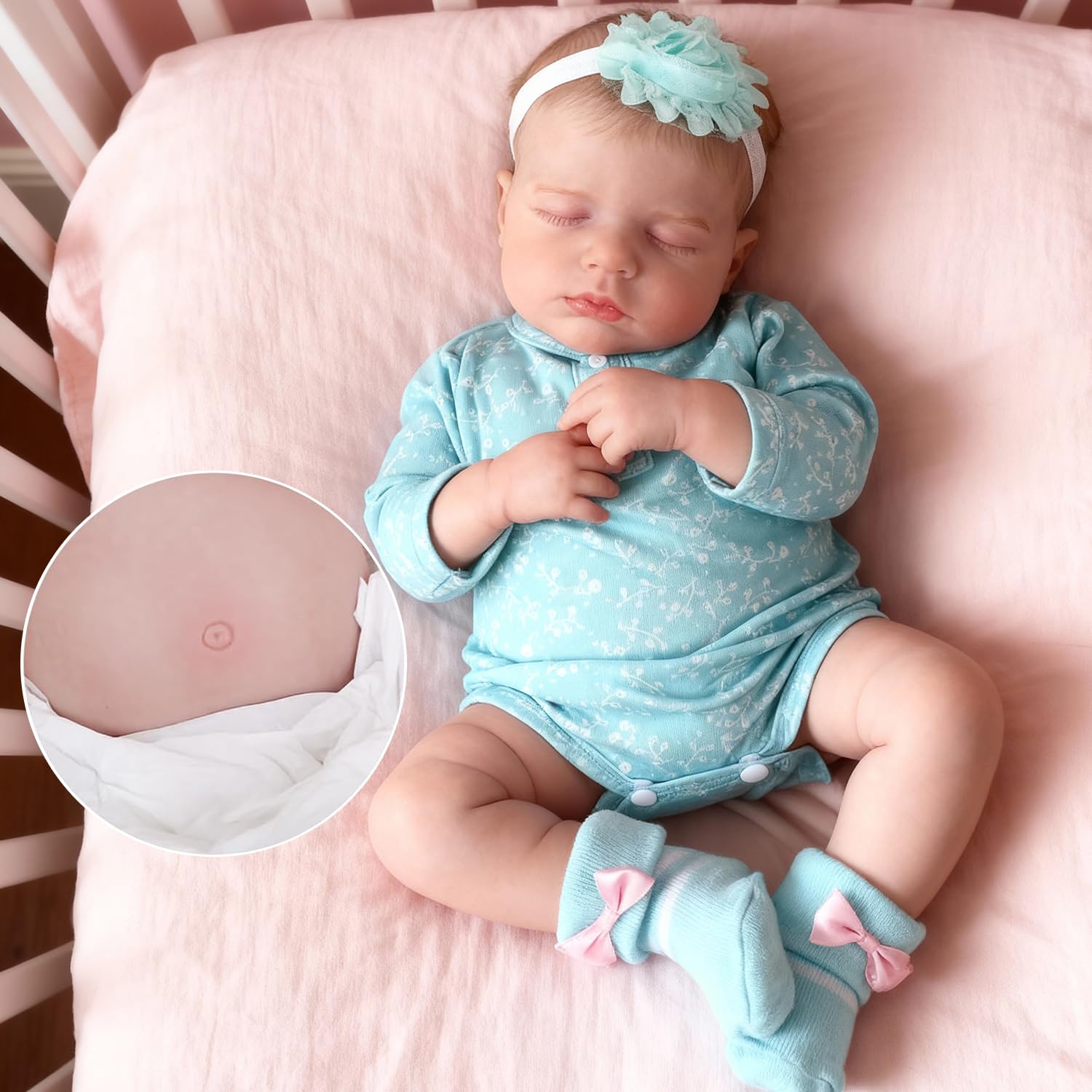 WOOROY Realistic Reborn Baby Dolls Girl - 20 Inch Lifelike Newborn Full Body Vinyl Sleeping Real Life Baby Doll, Handmade Poseable Doll with
