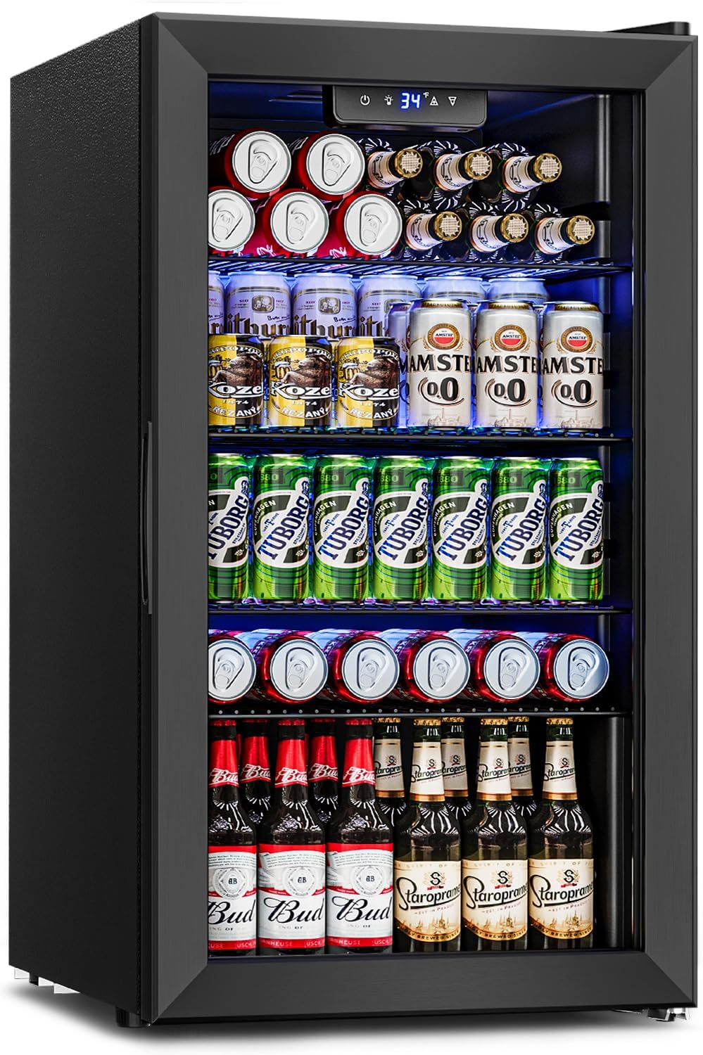 Wine Cooler Refrigerator 26 Bottle 126 Can Mini Wine Fridge with
