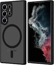 Pnakqil Magnetic for Samsung Galaxy S22 Ultra 5G Case for Magsafe, Matt Translucent Mobile Phone Case for Samsung Galaxy S22 Ultra 5G, PC Hardness, Scratch-Resistant, Matte, Thin Magnetic Protective Case – Black