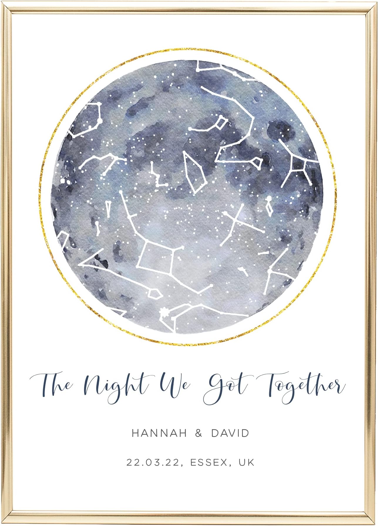 The Night We Got Together, Unframed, Custom Star Map Print, Personalised Constellation Star Map Poster, Date Time & Location of Your Choice