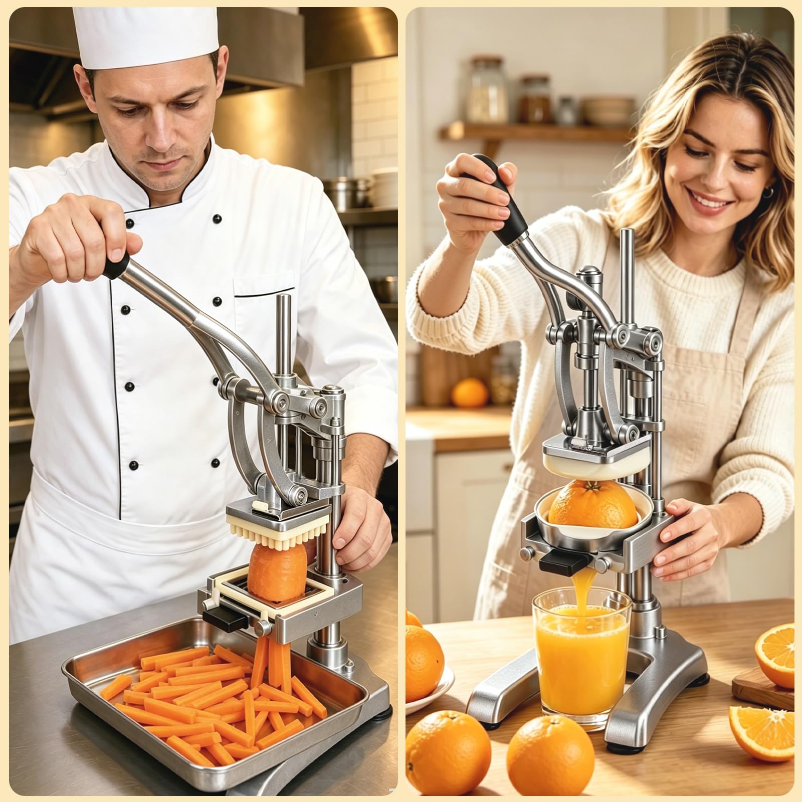 Anatole 2 in 1 Tagliapatate per Patate Fritte & Spremiagrumi Manuale a Leva