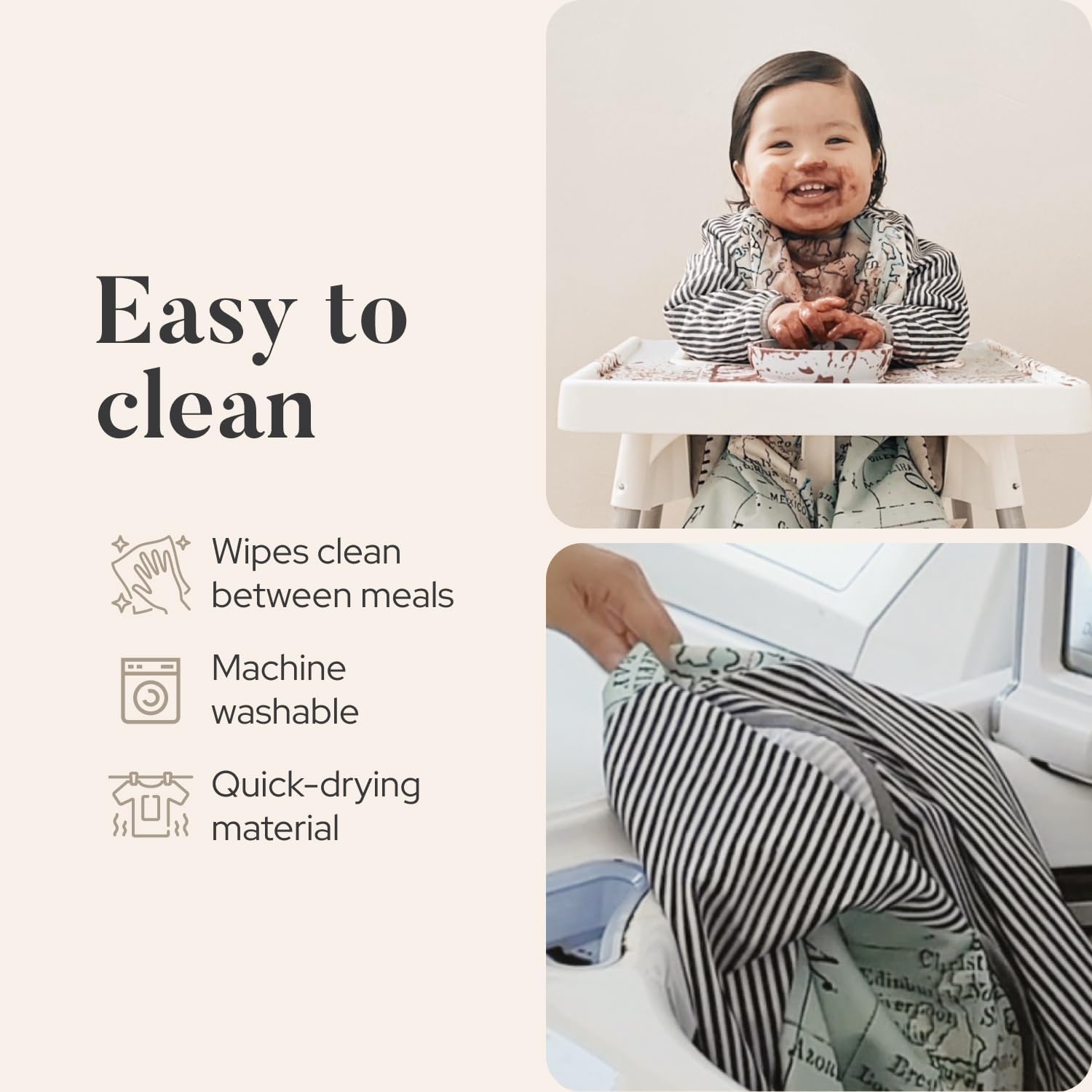 Bibbrella Premium Baby Led Weaning Bib - Full Coverage with Lap Protection - Water-Resistant Long Sleeve Smock