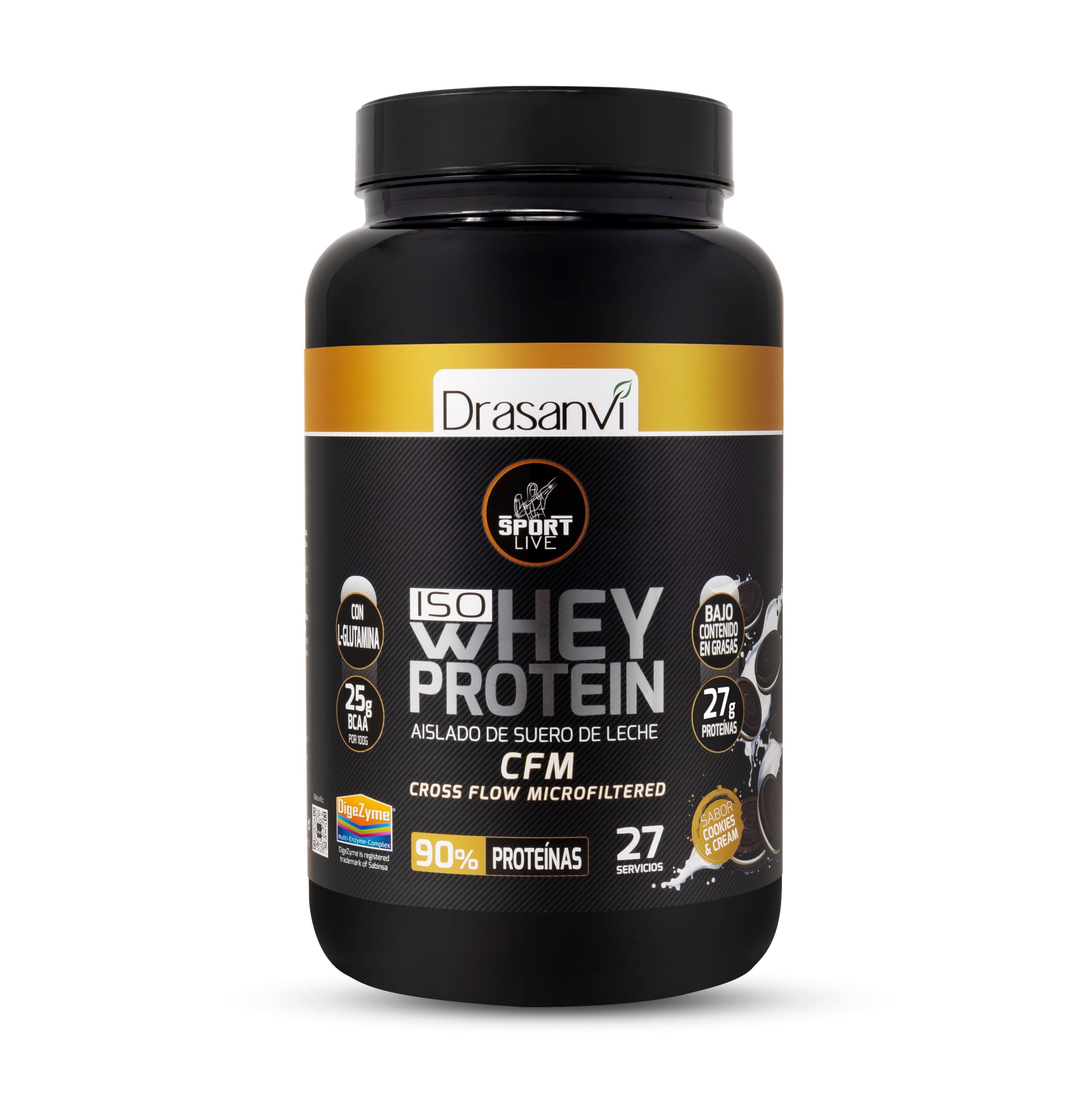 Proteina en Polvo Whey Aislado Sabor Cookies&Cream 800g Drasanvi en Polvo