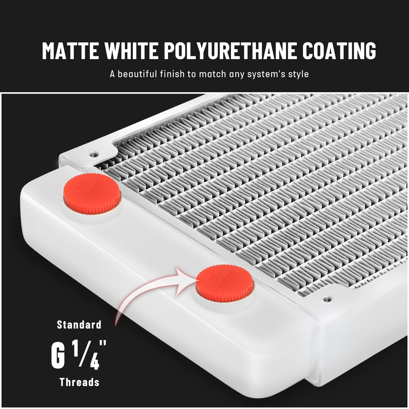 Diyeeni 360 mm Radiatore, CPU di rame scambiatore di calore con filettatura 1/4", 12 tubi e kit di viti, dissipatore di calore universale per computer, bianco