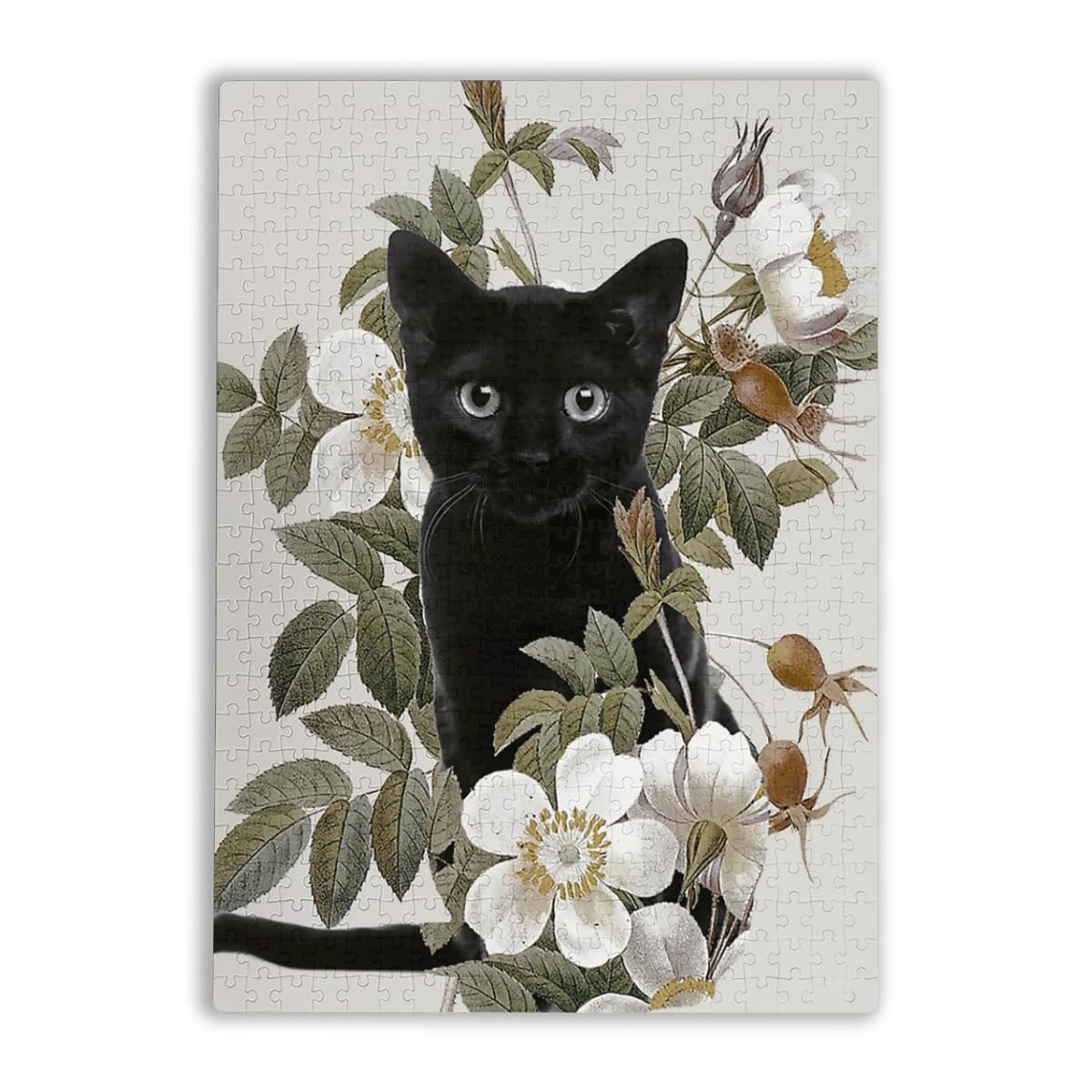 Amazon.co.jp: ジグソーパズル 500ピース 花 黒猫 ネコ柄 猫柄 パズル