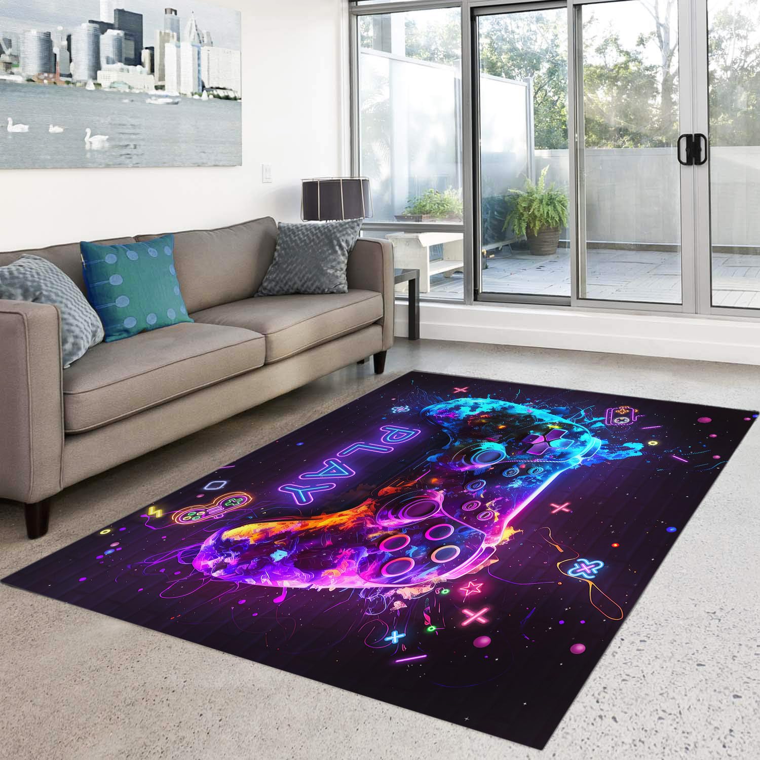 Tapis de jeu lavable HOSIMA grand tapis moelleux chambre bébé et enfant