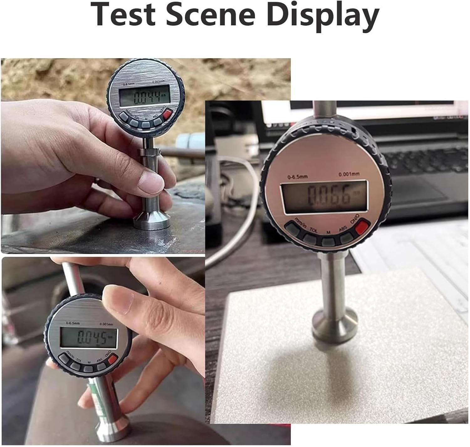 Probador de rugosidad de superficie, medidor de perfil portátil con pantalla digital, rango de medición de 0 a 6,5 mm, resolución de 0,001 mm, métrico y convertible en pulgadas para chorro de arena e