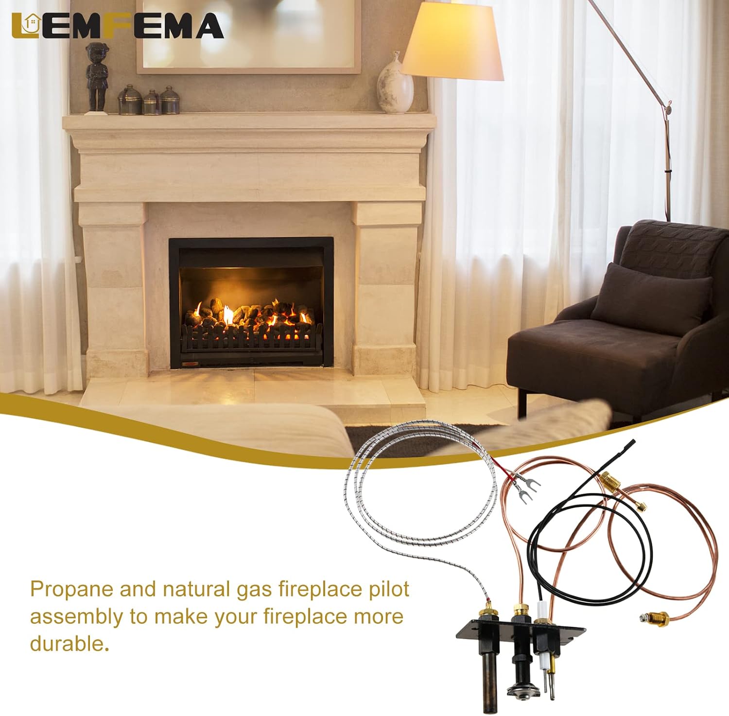 10002265 Propane and Natural Gas 3 Way Pilot Assembly Parts Replacement for HHT, Majestic, Monessen, Temco, Vermont Castings Fireplaces and Stoves Parts 230-1781 2103-011 2103-010
