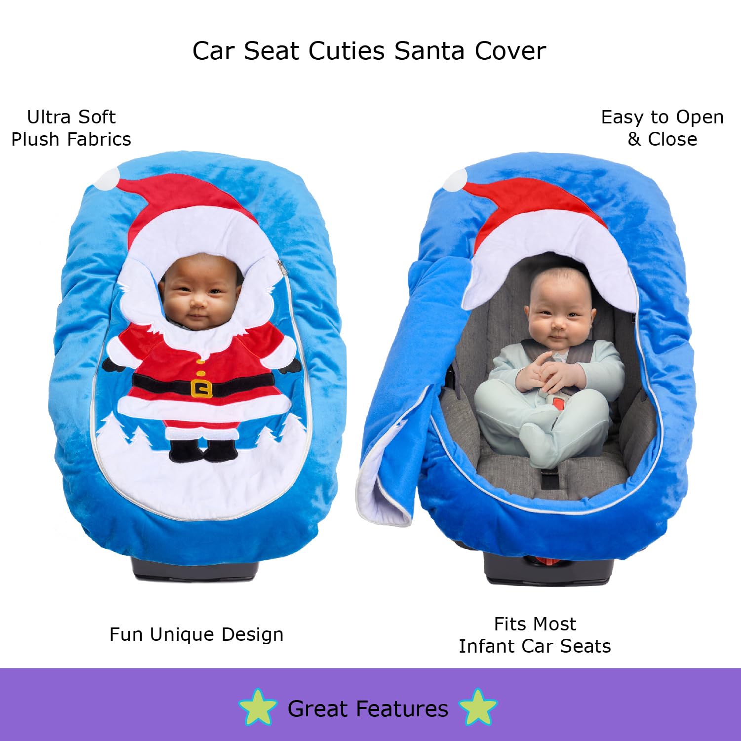 Coprisedile per auto, elastico, universale, per neonati e ragazze, morbida e calda, stile coperta per seggiolino auto, costume per neonati (Babbo Natale)