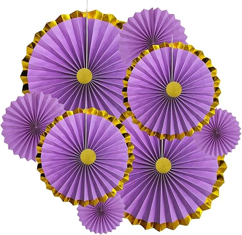 Juego de 8 abanicos de papel para colgar en fiestas, color morado, juego de 8 abanicos de papel, manualidades de papel para bodas, cumpleaños,