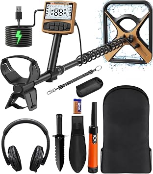 Metal Detector for Adults with Pin Pointer -11" Waterproof Metal Detector with 5 Modes, High Accuracy Gold and Silver Detection, Underwater and Beach Use, USB C Rechargeable, Headphones