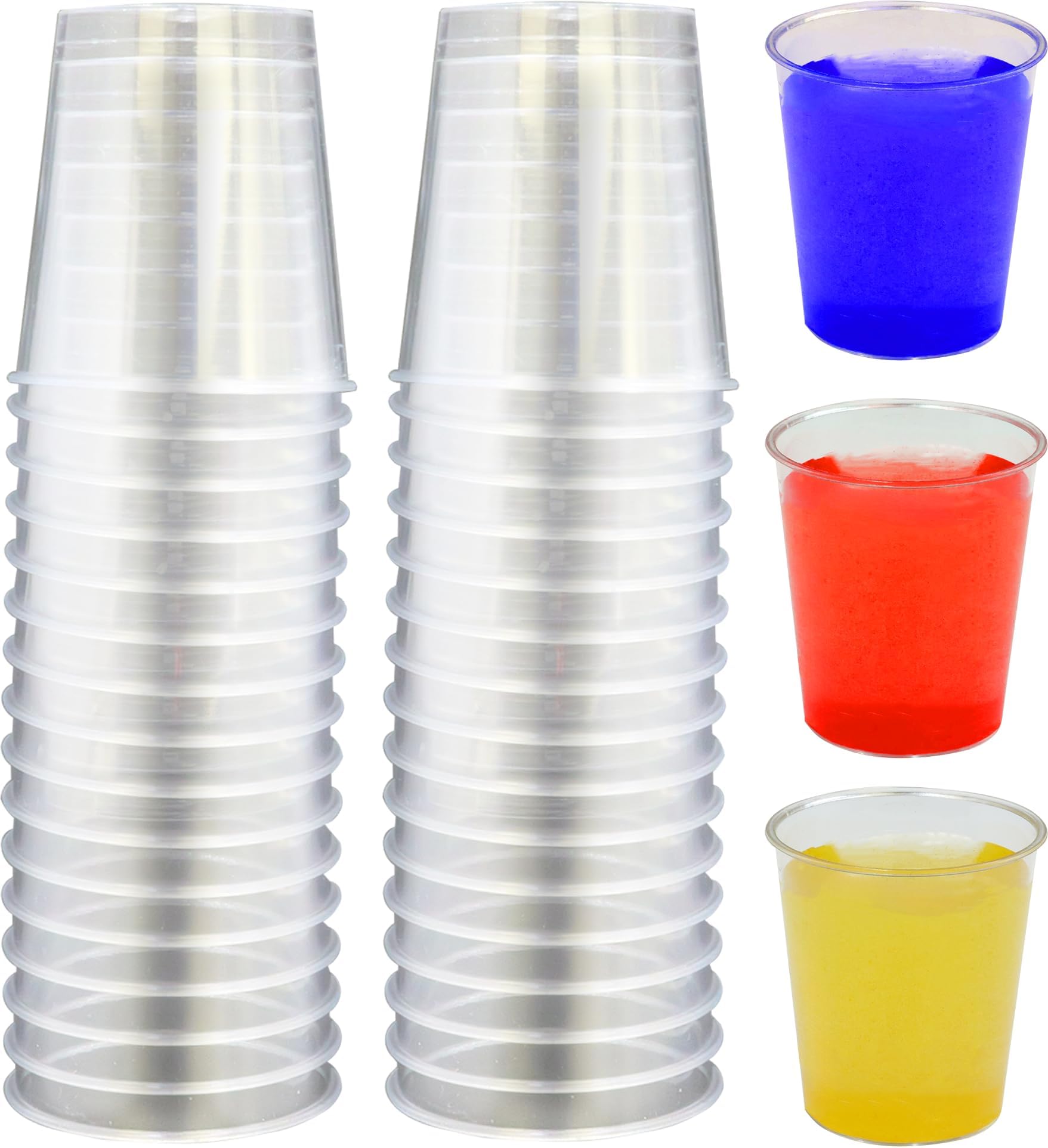 Plastic Shot Glasses Pack of 30 - Reusable, Disposable, Hard Durable, Crystal Clear, Jager Bomb, Sherry, Shooters - Ideal for Large Parties, Hen, Work, Home (30ml, 30, Count)