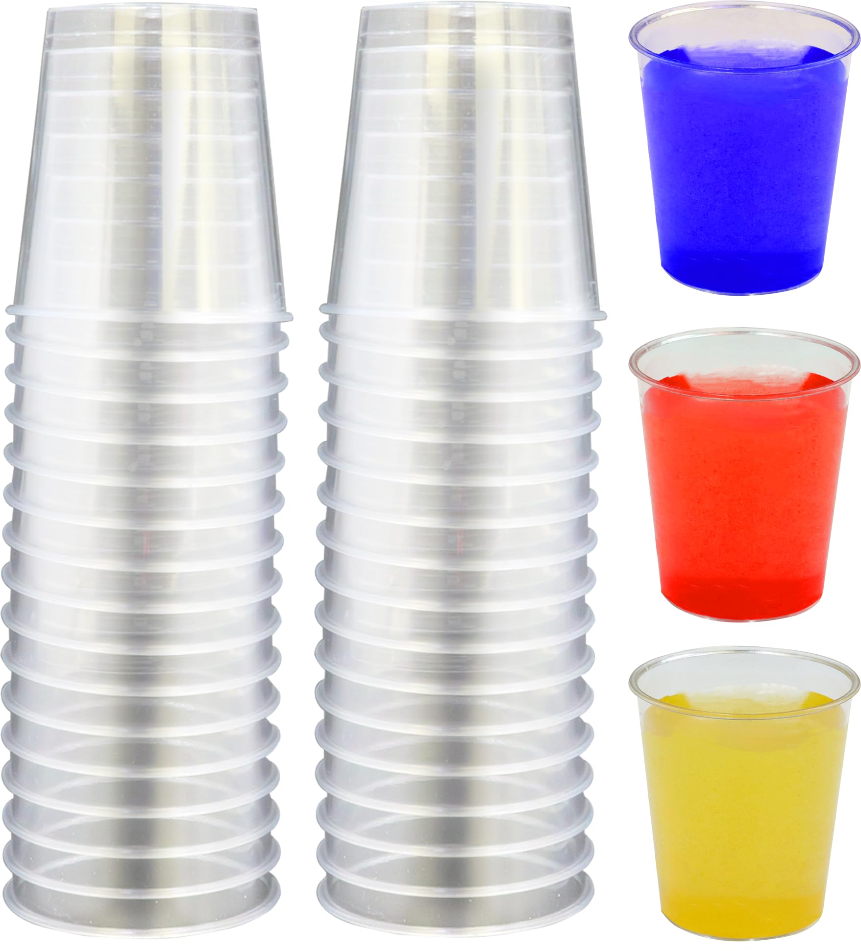 Plastic Shot Glasses Pack of 30 - Reusable, Disposable, Hard Durable, Crystal Clear, Jager Bomb, Sherry, Shooters - Ideal for Large Parties, Hen, Work, Home (30ml, 30, Count)