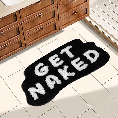 Tapete de baño Get Naked, bonito tapete gris divertido para sala de estar para decoración de apartamentos, suave y absorbente, parte inferior