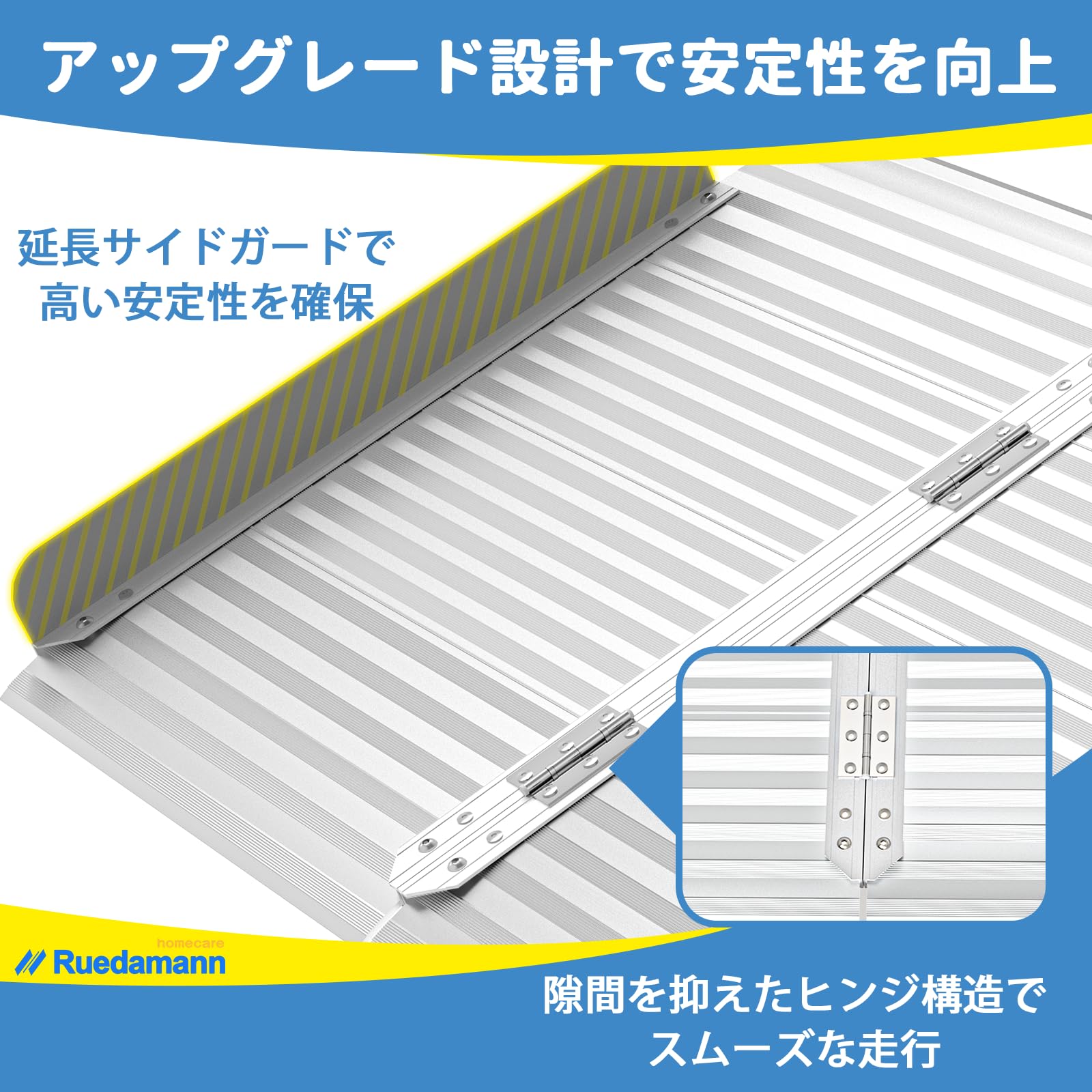 Ruedamann アルミスロープ長さ157cm*幅85cm エム Amazon | Ruedamann 車椅子 スロープ 長さ157cm 幅広84.5cm 高耐荷重