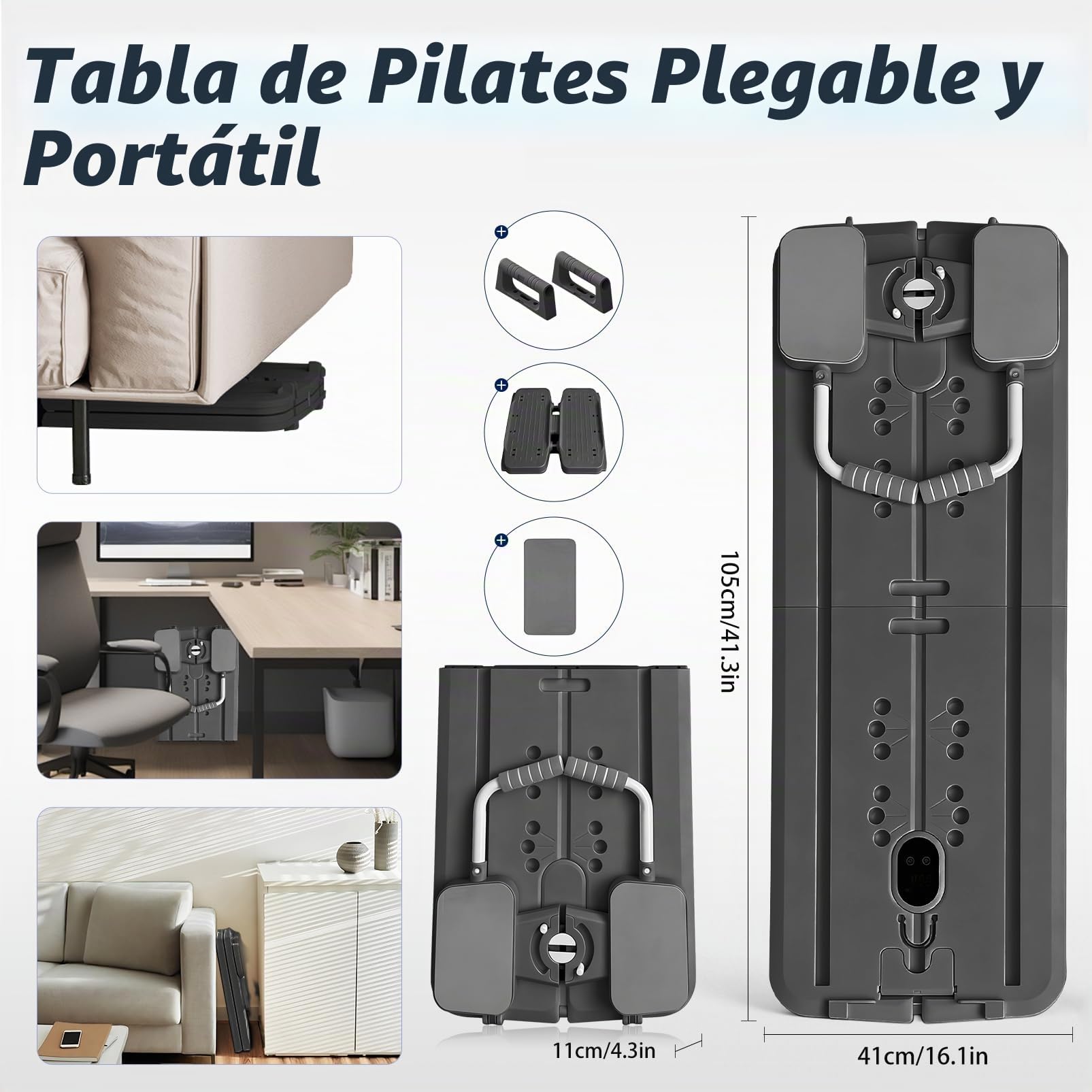 Tabla de Pilates en Casa,Pilates Reformer Multifuncional,Pilates Board | Maquina Abdominales Plegable,Cuerda de Tensión,Reformer Pilates Maquina con Push Up para Ejercicio en Casa