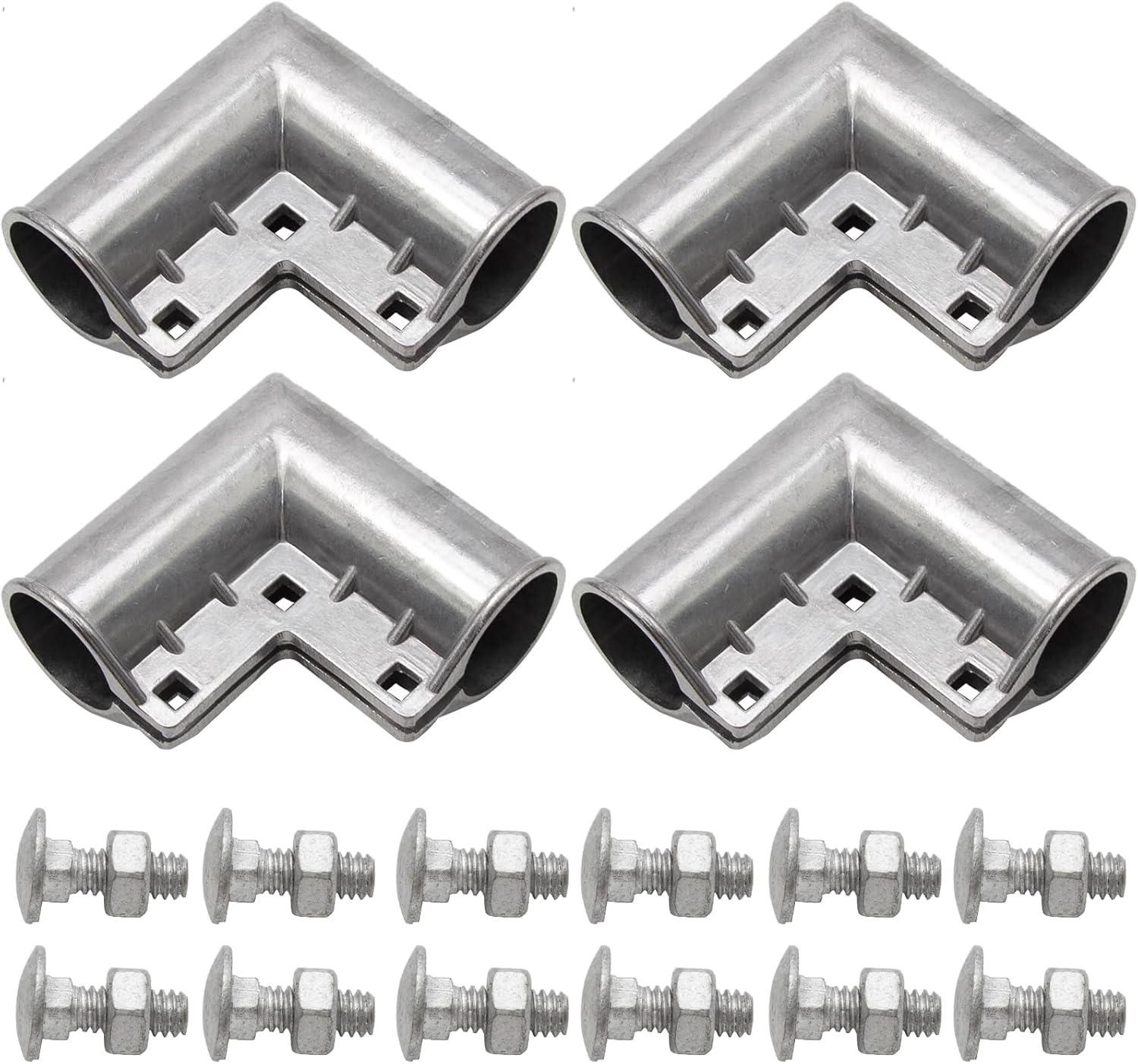 MDEOOSKY 4pcs Chain Link Fence Gate Corners Chain Link Gate Hardware Chain Link Fence Parts with 12pcs Bolts, Replacement for 1 3/8" X 1 3/8" Outdoor Diameter Pipe
