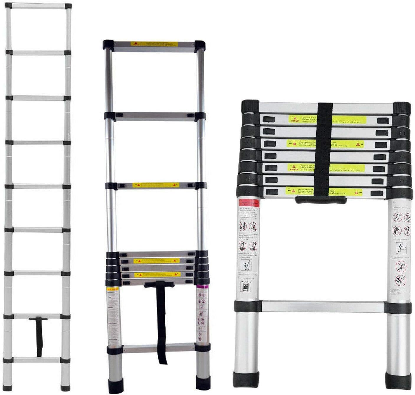 2.6M Extending Ladder Aluminum Telescopic Ladder Electricians Tools 8