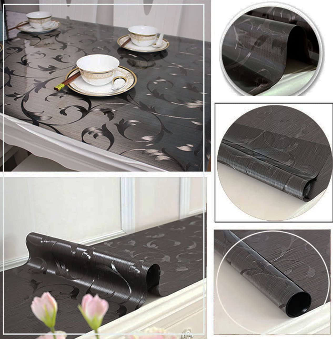 PVC Mantel Mantel Impermeable Grosor 1mm Marrón 90 * 150cm