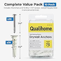 Vista 7 de Anclajes plásticos autoperforantes para paneles de yeso con tornillos #8, no requiere preparación de agujeros, soporta hasta 75 libras (10 unidades)