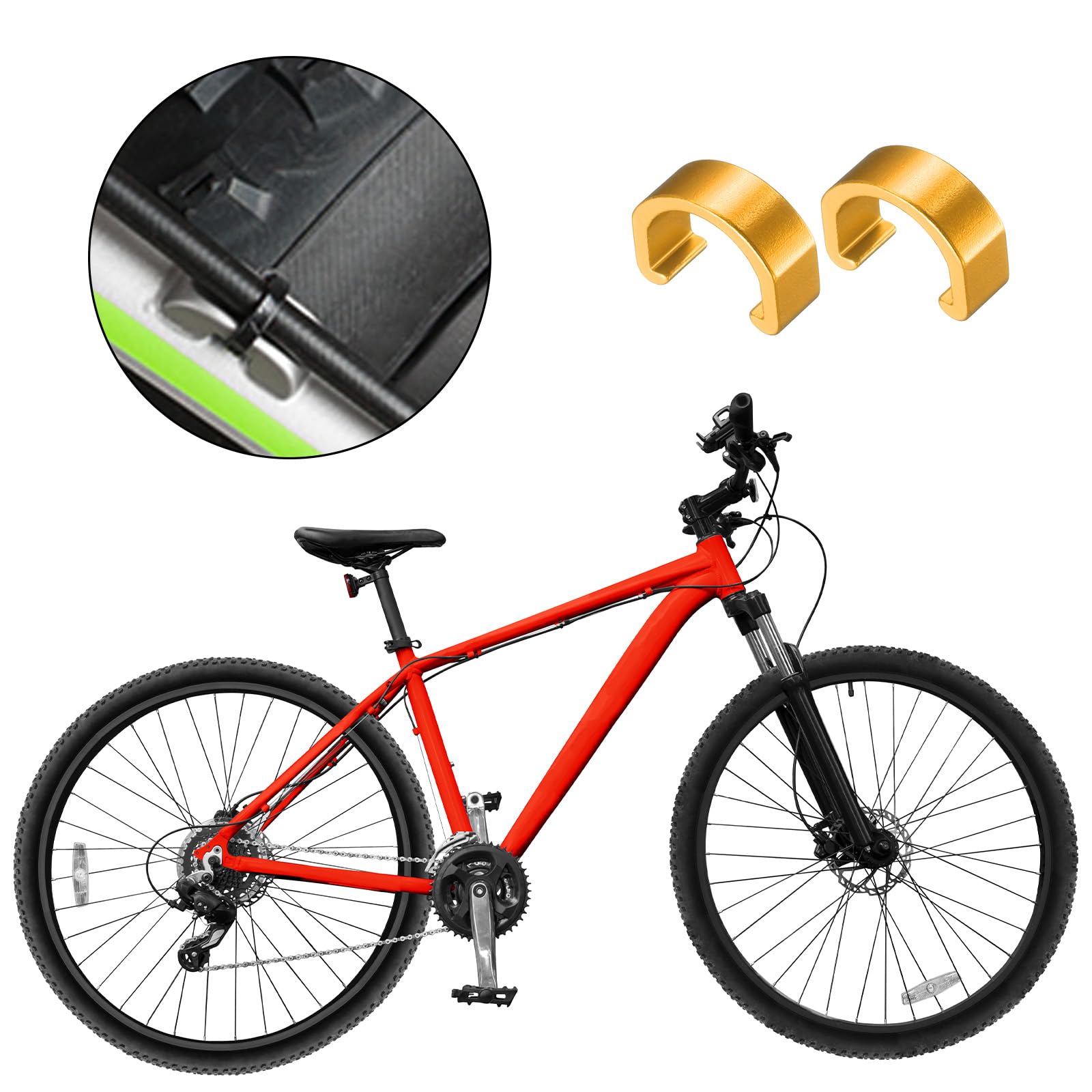 QUARKZMAN 10pcs Molla Cavi Bici Clip a C Lega Alluminio Guaina Guida Cavi U-Clip Freni Deragliatore Shifter per MTB Bici Strada, Oro