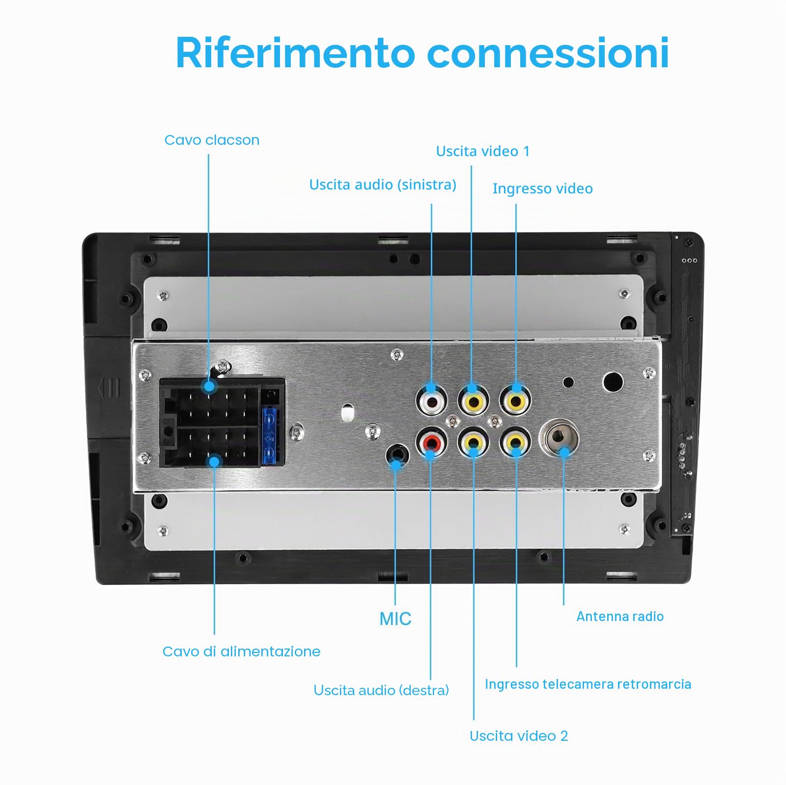 1 DIN Autoradio Bluetooth Touch Screen 9 Pollici | Stereo Auto Schermo Double Din Radio Supporto FM, USB, EQ, Specchiamanto Telefono, con Telecamera Posteriore