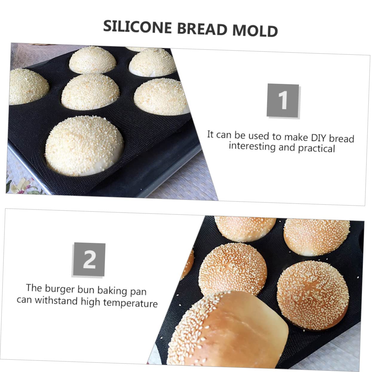 HEMOTON 4pièces Moule à Silicone Non-adhésif Utilisation Sûre Au Four - Et Congélateur Pour Burger Buns Accessoire De Cuisine Pratique