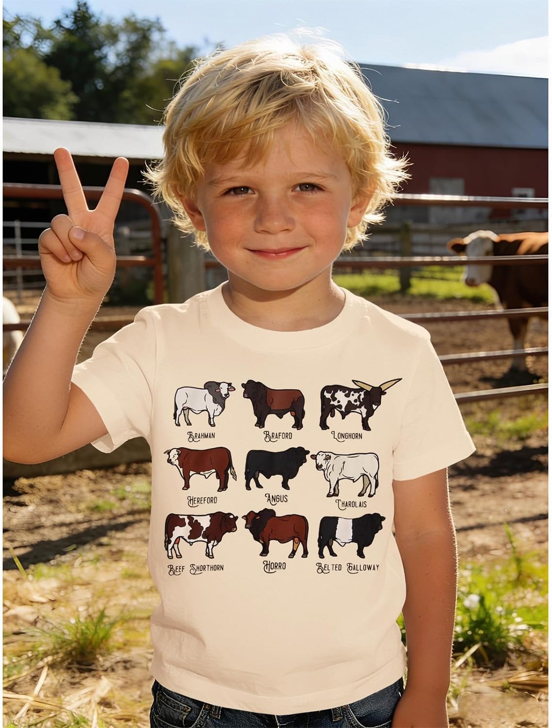 Ritatte Toddler Farm Shirt Baby Boy Girl Cow Graphic Short Sleeve T-Shirt Kids Funny Letter Cattle Animals Summer Tees Tops - Image 2