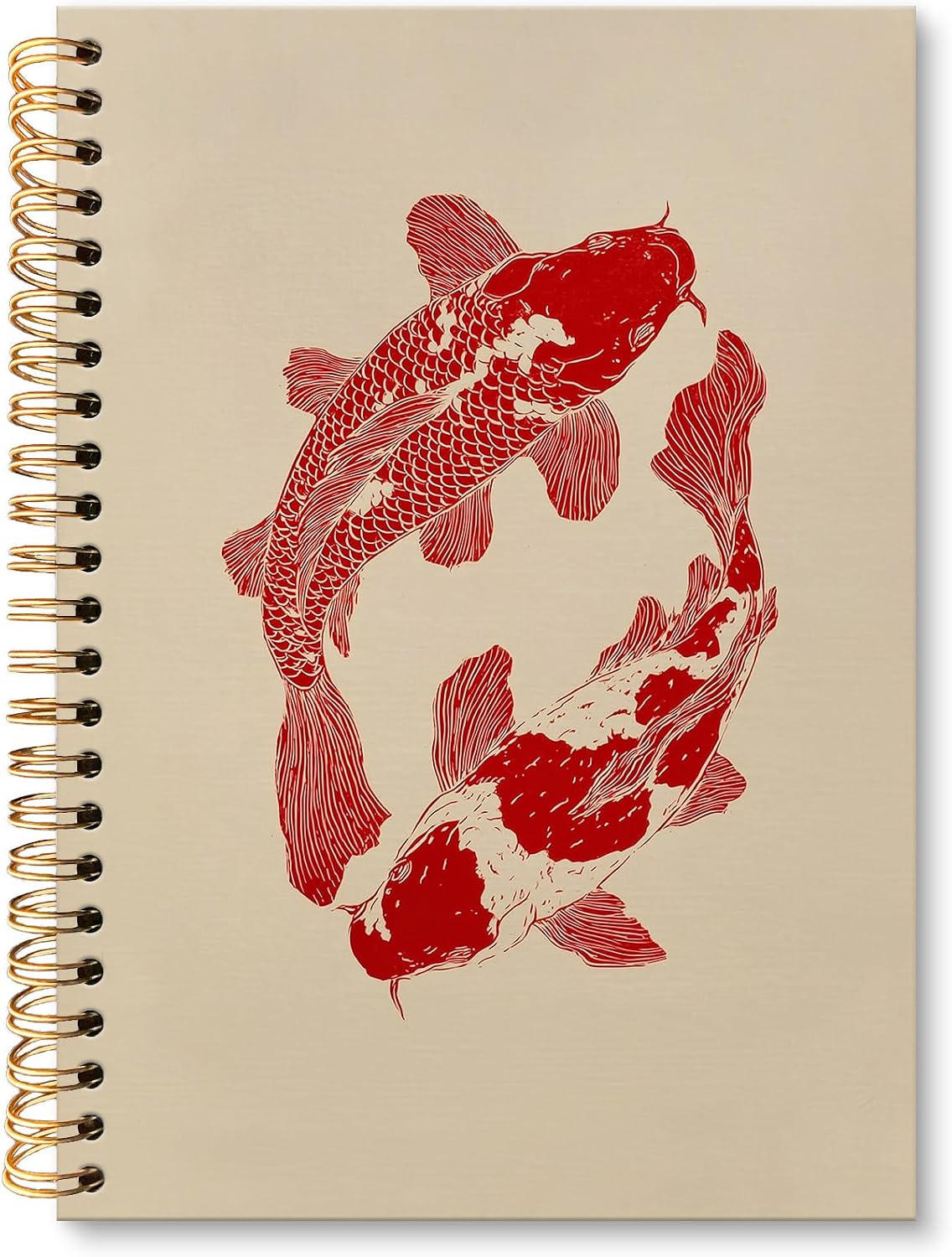 huester Vintage Japanese Red Koi Fish Notebook Journal, Koi Fish Gifts Journal for Women, Japanese Notebooks for Note Taking, Neutral Japandi Fishing Hardcover Spiral Notebook, 5.5x8.3 Inch 1001 HL-Book